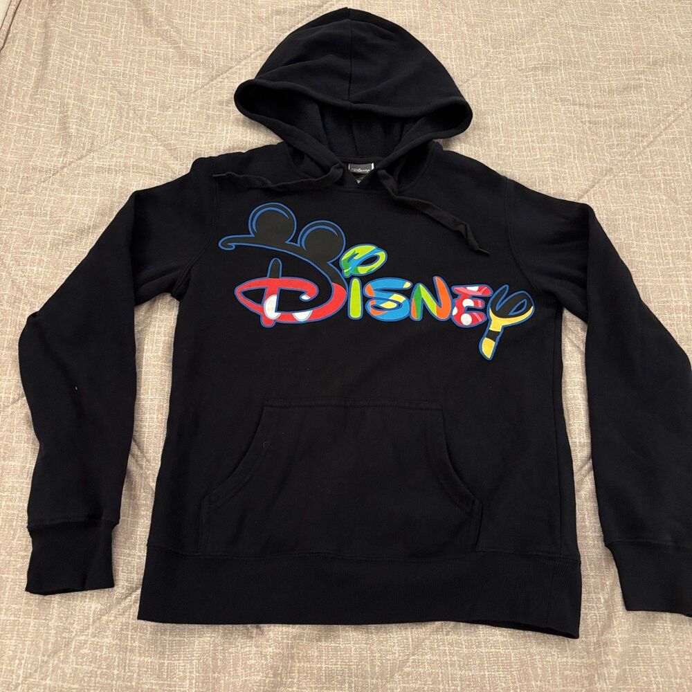 NWOT The Disney Store Black Hoodie with Colorful Logo Size S (34/36)